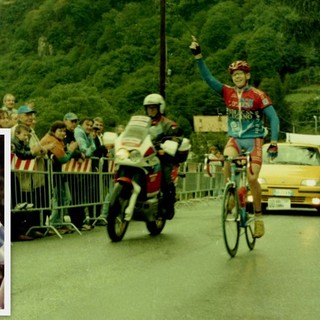 L'arrivo classico a Cimamulera: la foto è della Turbigo-Valle Ossola del 1998. Nel riquadro Germano Vittoni