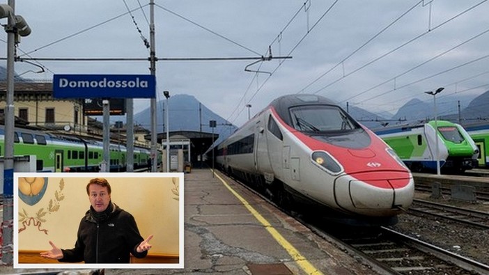 Foto: la stazione di Domodossola, nel riquadro Francesco Gaiardelli