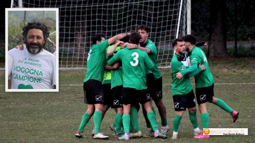 Foto: il Vogogna esulta dopo un gol al Bagnella; nel riquadro il ds Fabrizio Francina