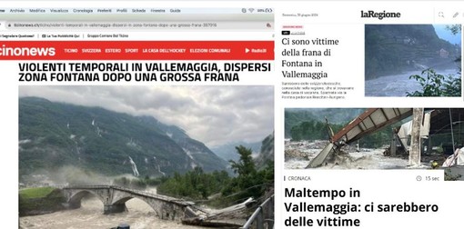 Ticino, disastro e dispersi in Vallemaggia. Giù un ponte, niente elettricità ed evacuazioni