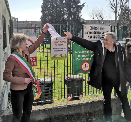 Inaugurato 'Campo Gioco' in via Crocetta. E' intitolato alle sorelle Maria Pia, Teresa e Stella Canelli FOTO