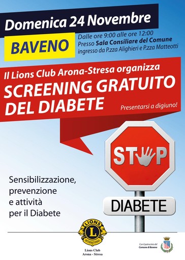 Screening gratuito del diabete a Baveno: il Lions Club Arona-Stresa invita i cittadini