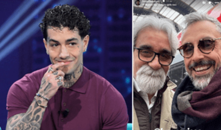 Tony Effe, il selfie di Brunori Sas e Beppe Vessicchio: l'incredibile somiglianza